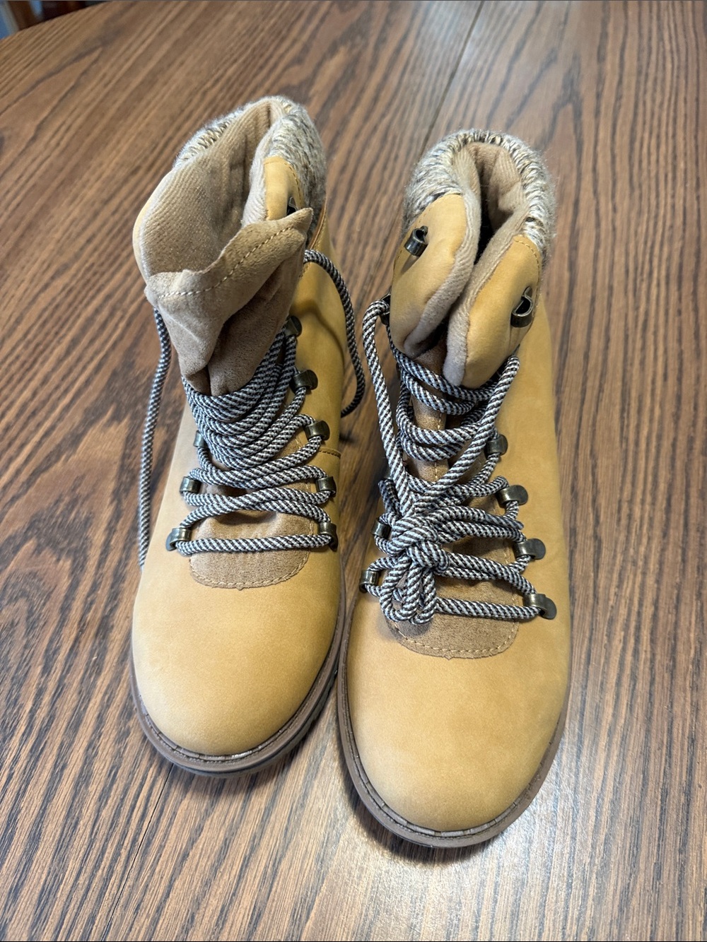 Time and Tru Tan Lace-Up Combat Boots